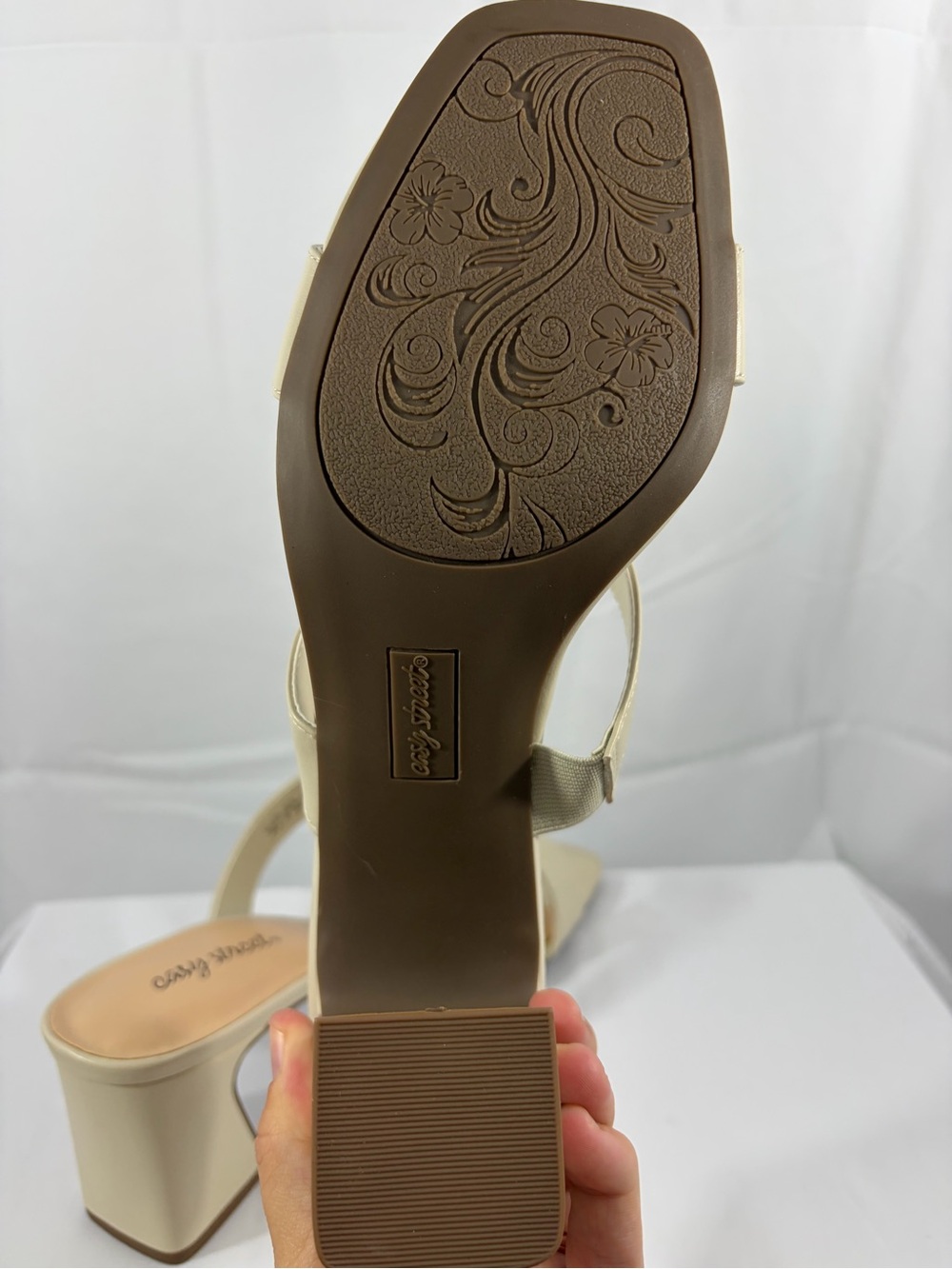 NWT Easy Street Women's Size 10W Beige Double-Strap Block Heel Mules - Picture 5 of 7